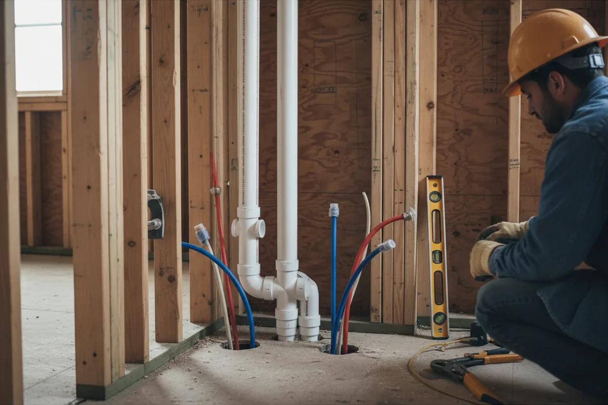 Drain and supply rough-in during Garbage Disposal Repair in Birch Run